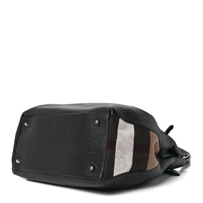 Burberry Grainy Calfskin House Check Medium Maidstone Black 11 of 13