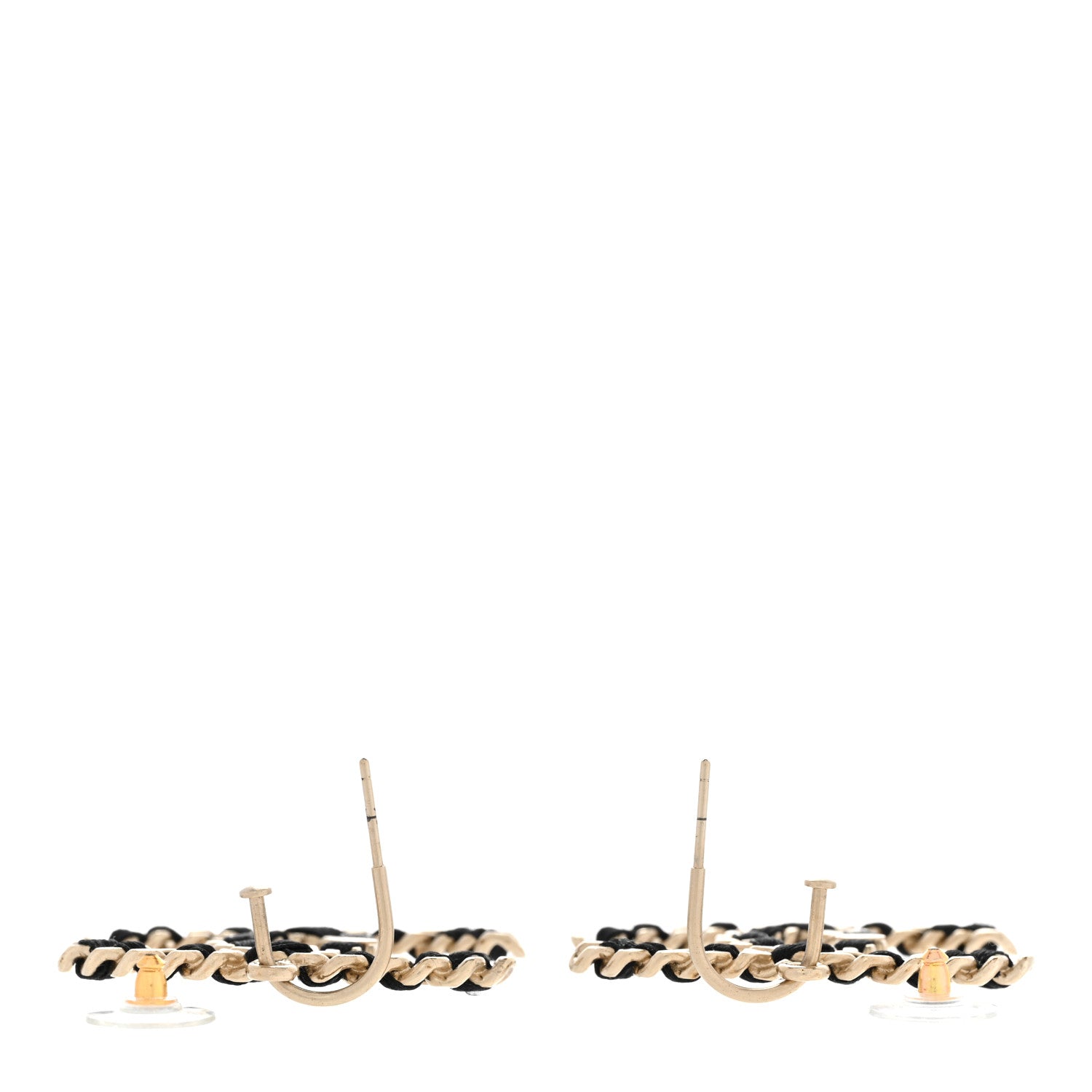 Chanel Satin CC Chain Earrings Light Gold Black 3 of 6