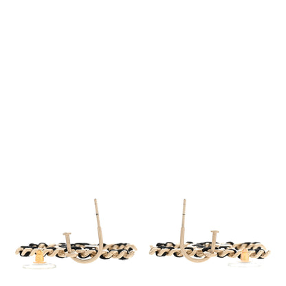 Chanel Satin CC Chain Earrings Light Gold Black 3 of 6