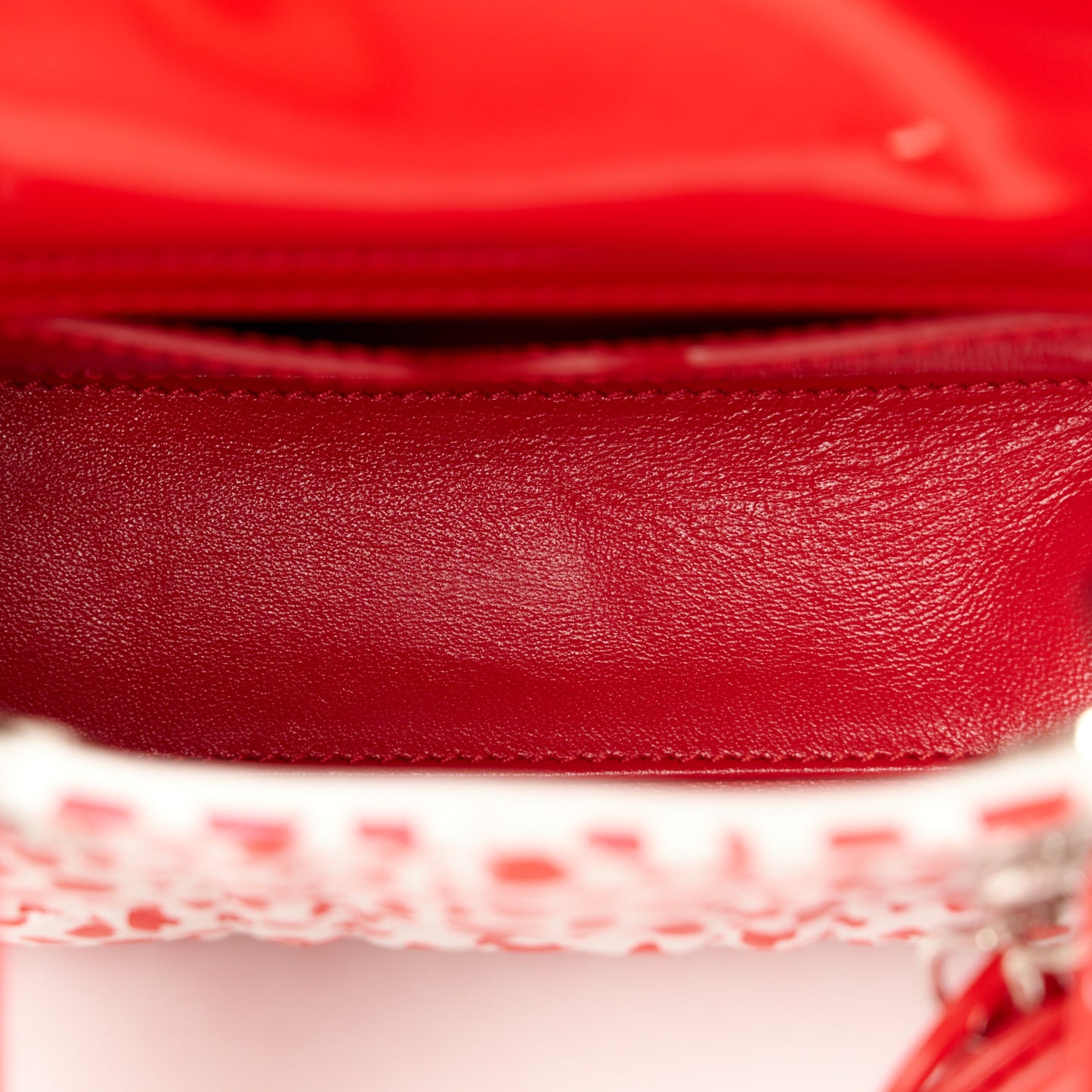 Lambskin Patent Heart Print Cannage Micro Lady Dior Dior Red White