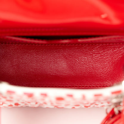 Christian Dior Lambskin Patent Heart Print Cannage Micro Lady Dior Dior Red White 5 of 9