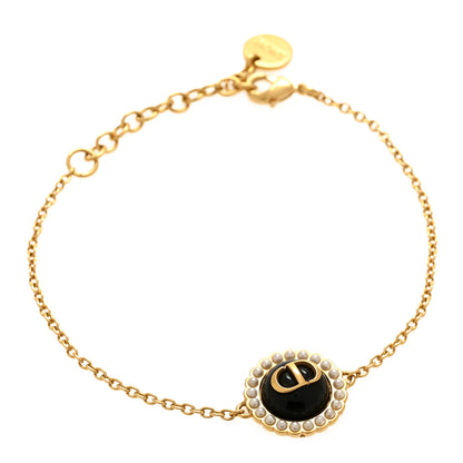 Christian Dior Pearl Glass Petit CD Baroque Bracelet Gold Black 1 of 5