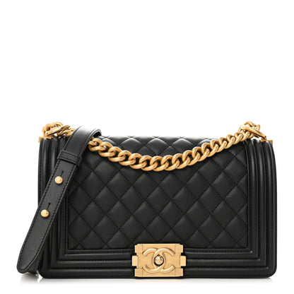 Chanel Lambskin Quilted Medium Boy Flap Black 1 of 15