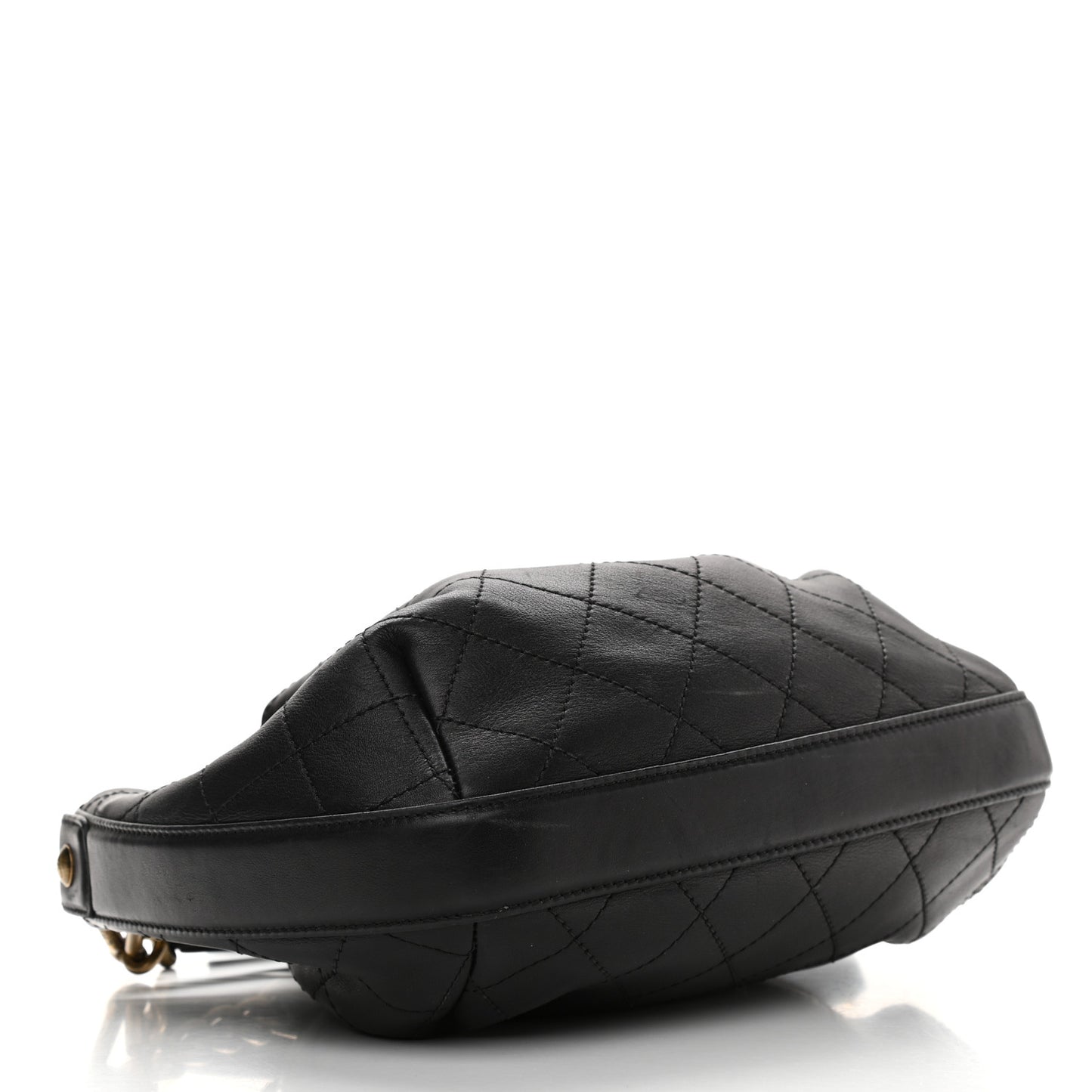 Calfskin Stitched Small Paris Rome Drawstring CC Bag Black