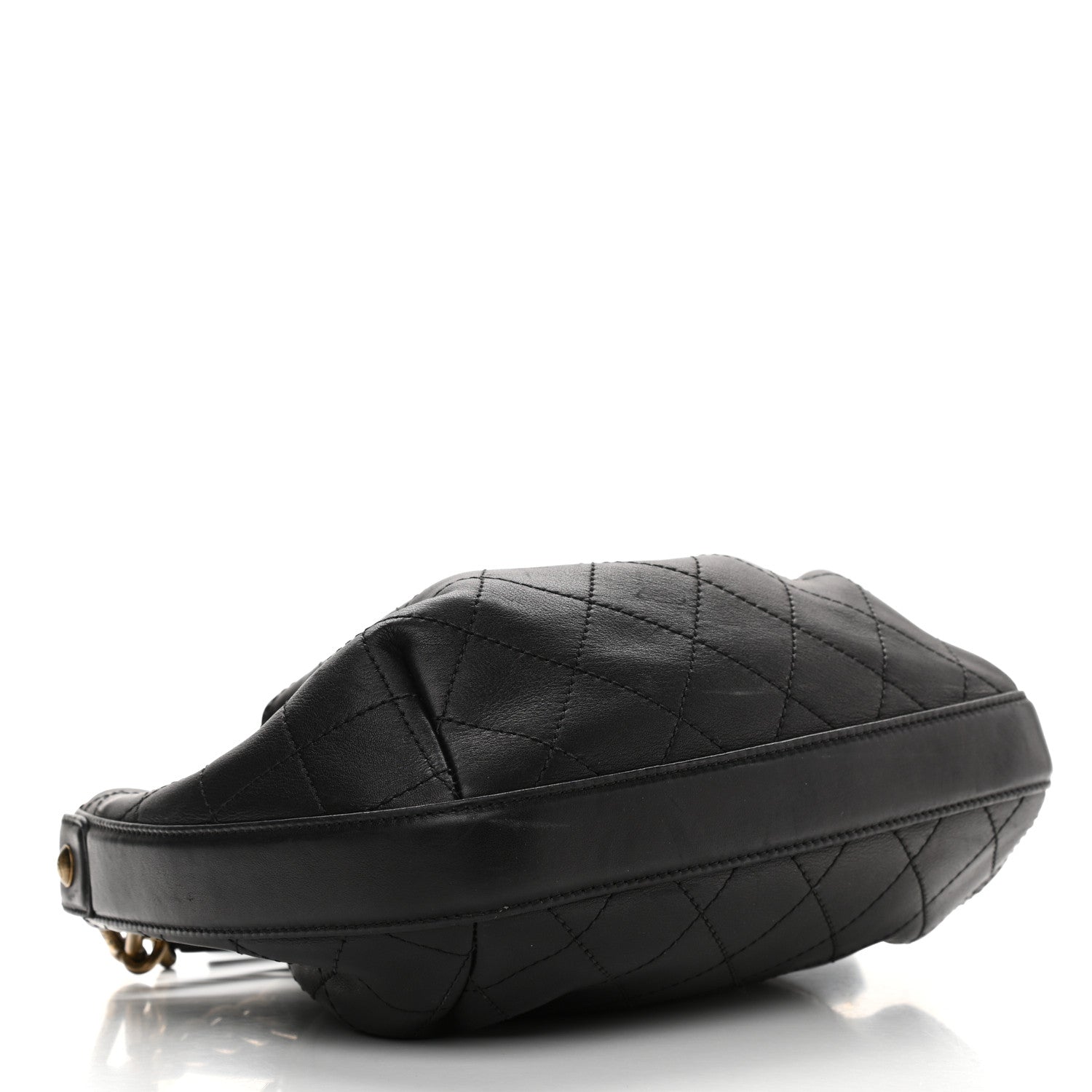 Chanel Calfskin Stitched Small Paris Rome Drawstring CC Bag Black 4 of 12