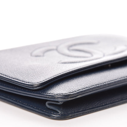 Chanel Caviar Timeless CC Wallet On Chain WOC Navy Blue 10 of 11