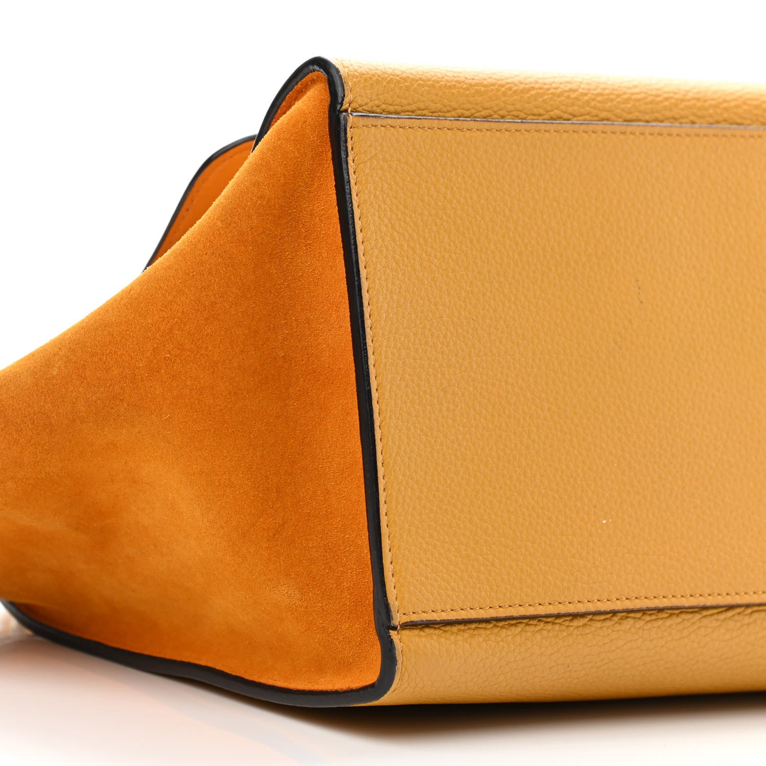 Celine Drummed Calfskin Suede Medium Trapeze Ocre 8 of 12