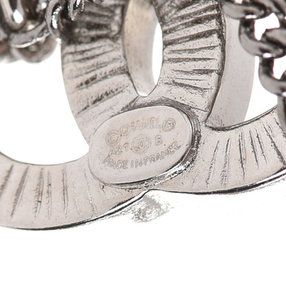 Chanel Crystal Chain CC Earrings Silver 4 of 5