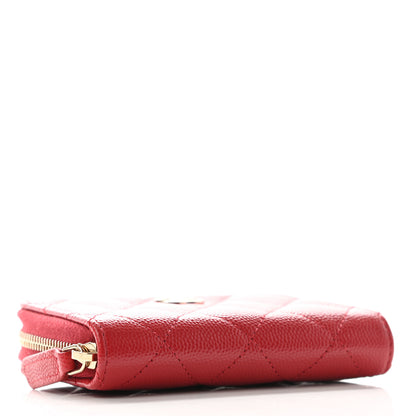 Chanel Caviar Quilted Zip Coin Purse Wallet Red 4 of 7