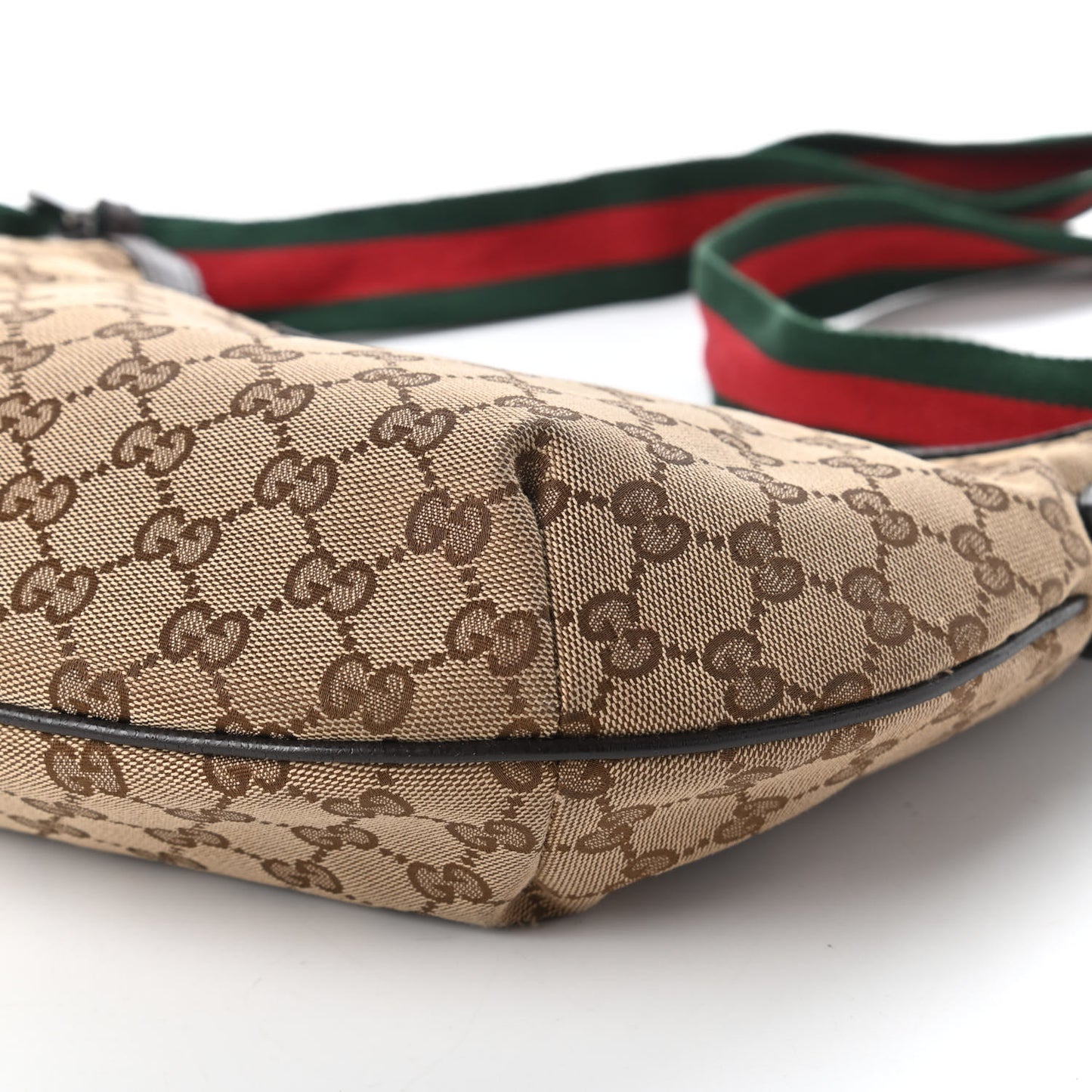 Monogram Web Medium Half Moon Hobo Dark Brown
