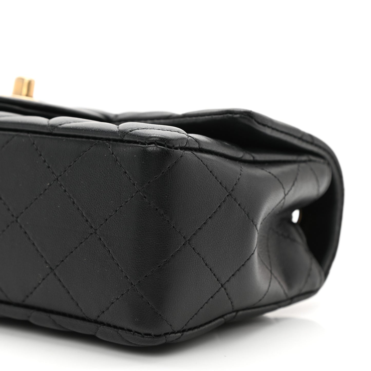 Lambskin Quilted Mini Rectangular Flap Black