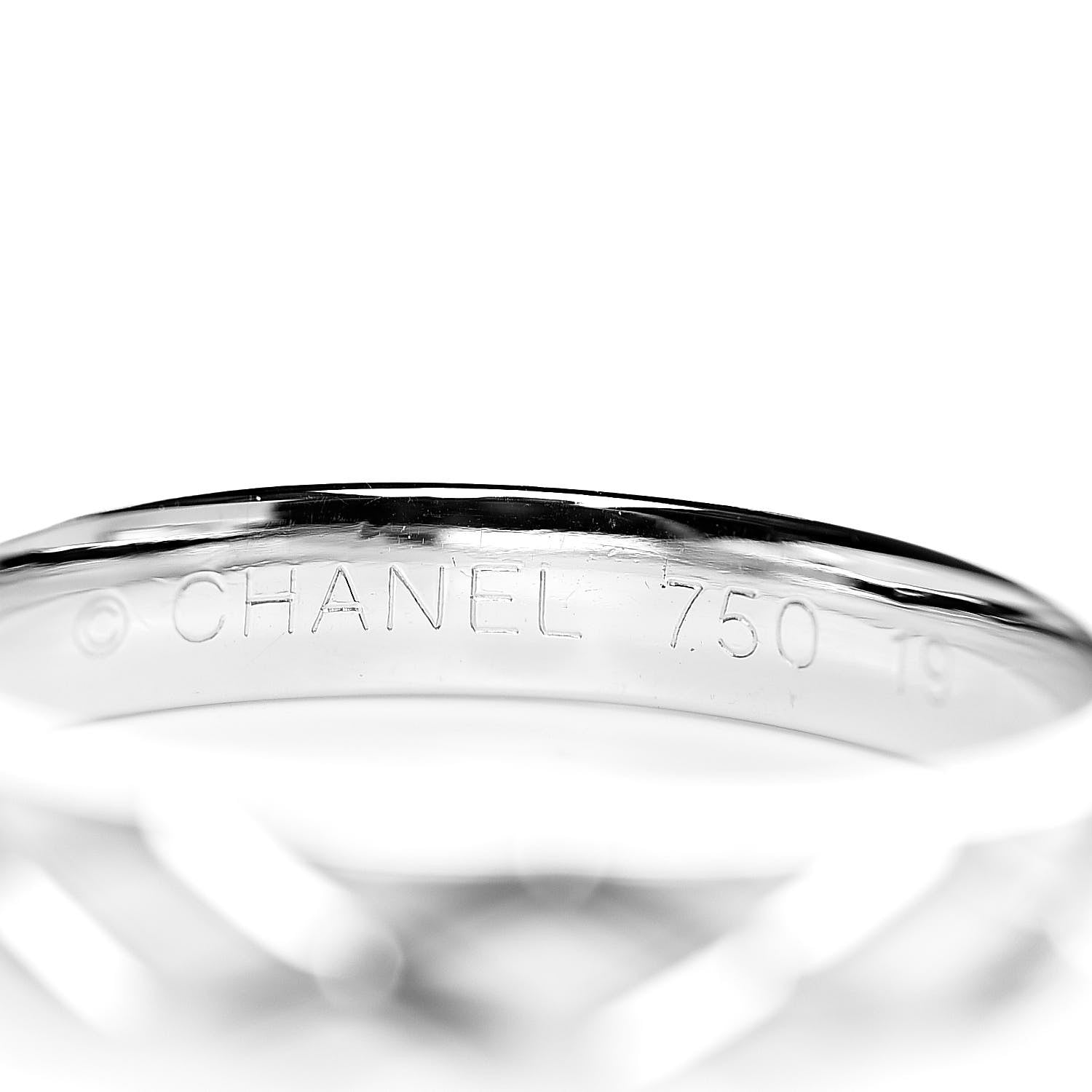Chanel 18K White Gold Small Matelasse Ring 56 7.5 4 of 6