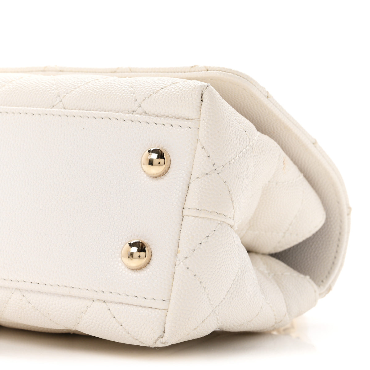 Caviar Quilted Extra Mini Coco Handle Flap White