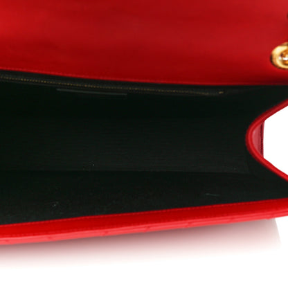 Saint Laurent Smooth Calfskin Matelasse Chevron Large Monogram Satchel Red 5 of 12