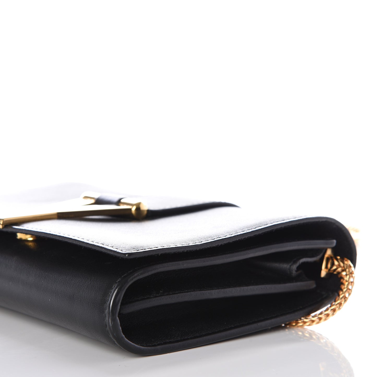 Calfskin Classic Y Ligne Chain Wallet Black