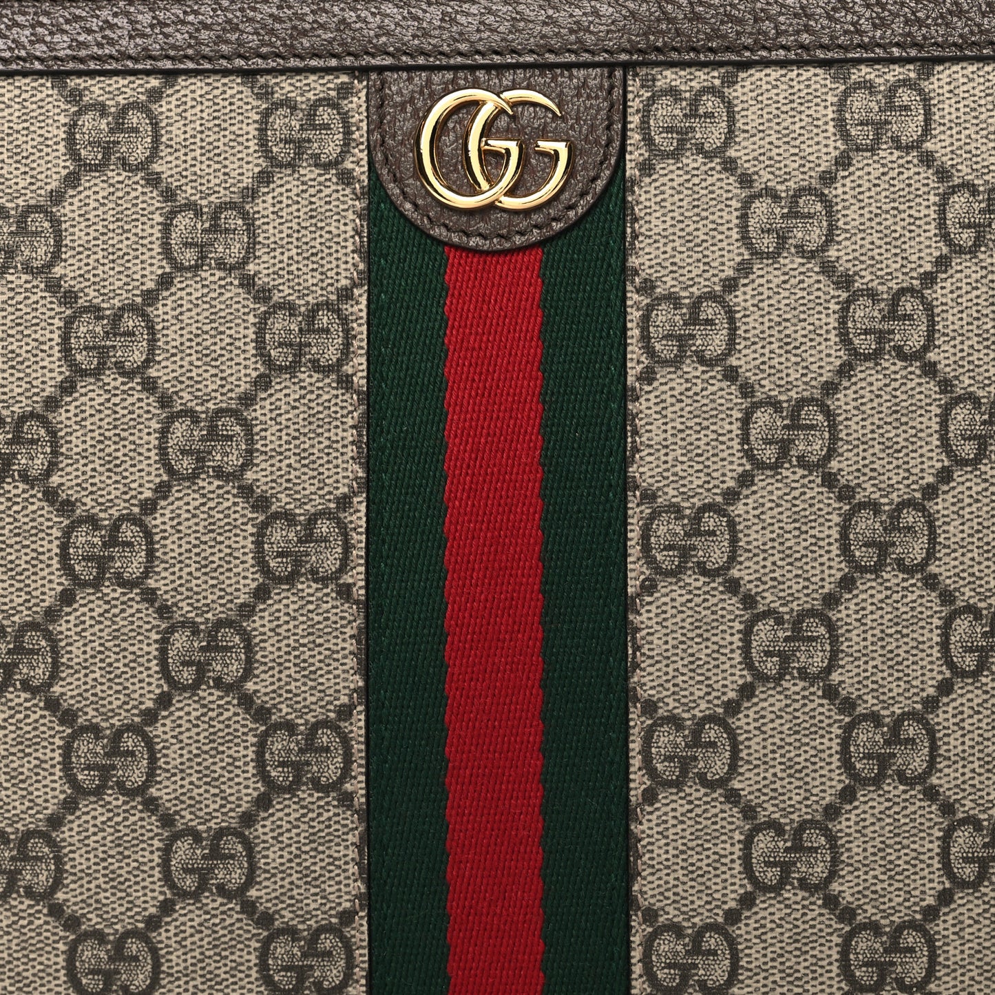 GG Supreme Monogram Web Ophidia Pouch Brown