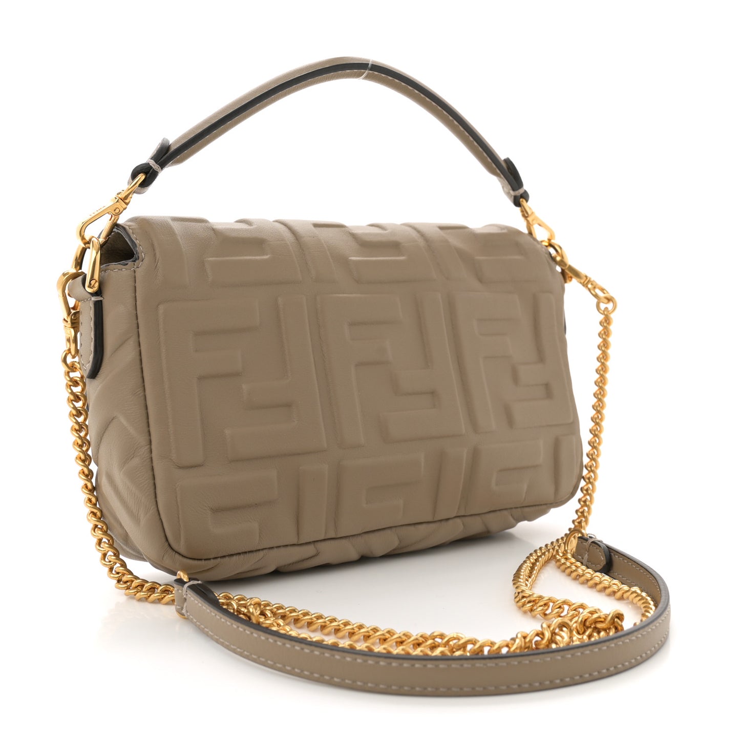 Nappa FF 1974 Embossed Mini Baguette Dove Gray