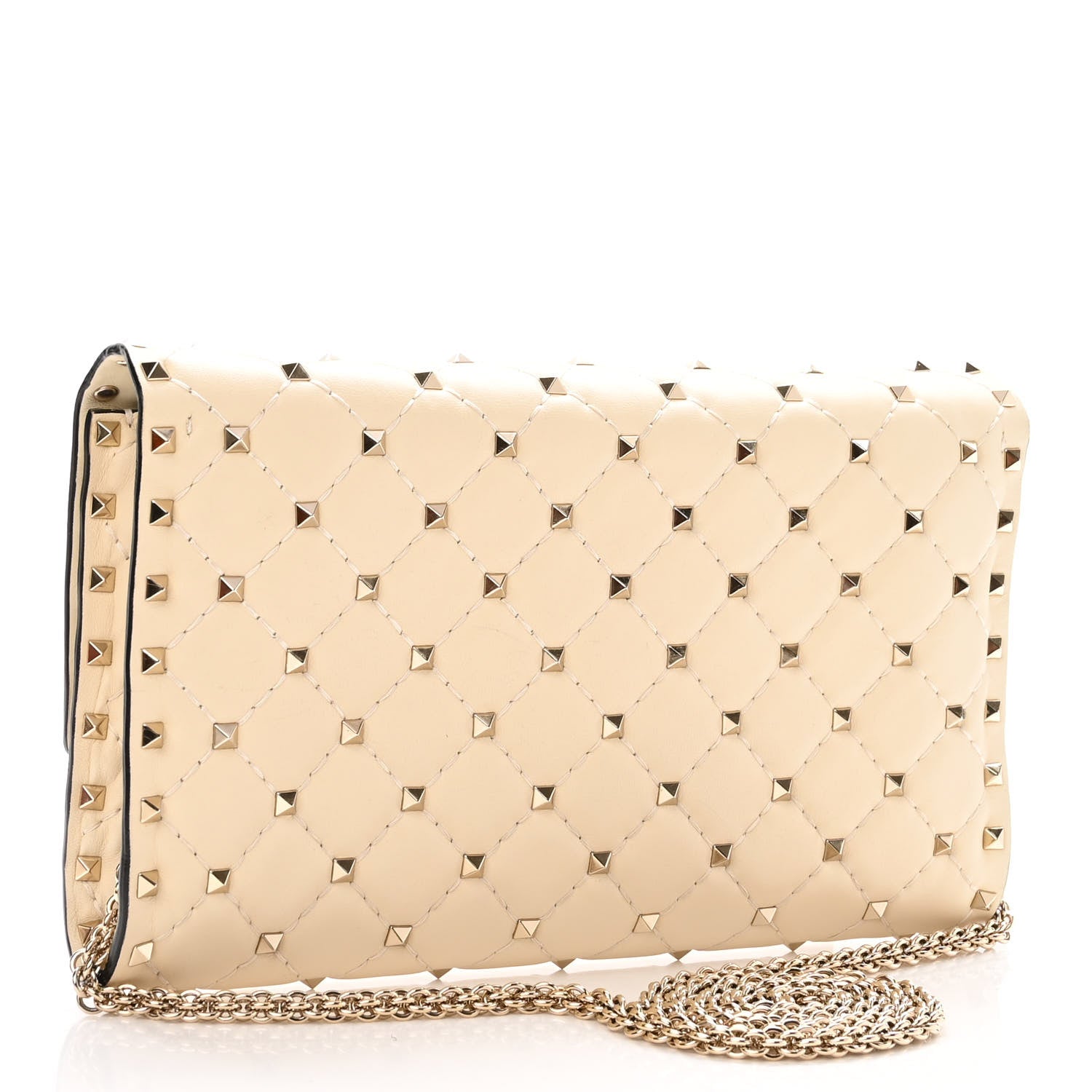 Valentino Garavani Nappa Rockstud Spike Wallet on Chain Light Ivory 3 of 9