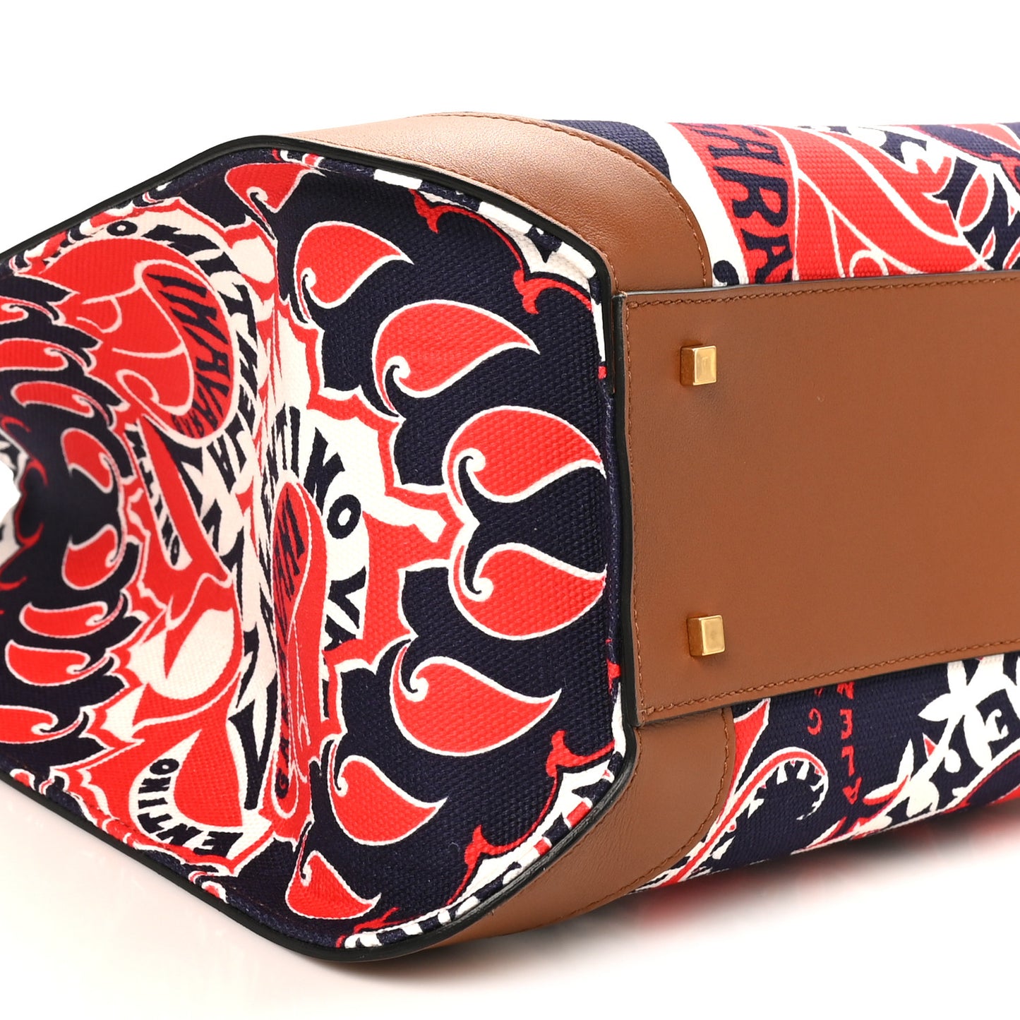 Canvas Calfskin Large Vlogo Manifesto Bandana Print Tote Red Multicolor