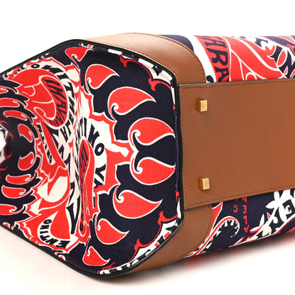 Valentino Garavani Canvas Calfskin Large Vlogo Manifesto Bandana Print Tote Red Multicolor 8 of 9