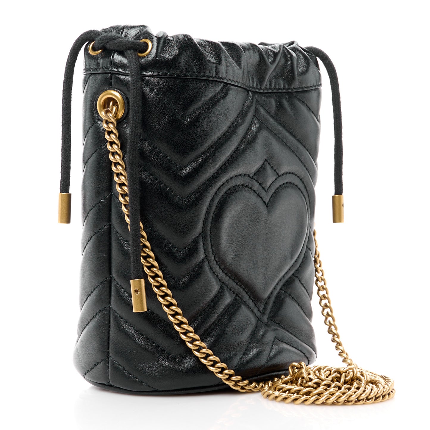 Calfskin Matelasse Mini GG Marmont 2.0 Bucket Bag Black