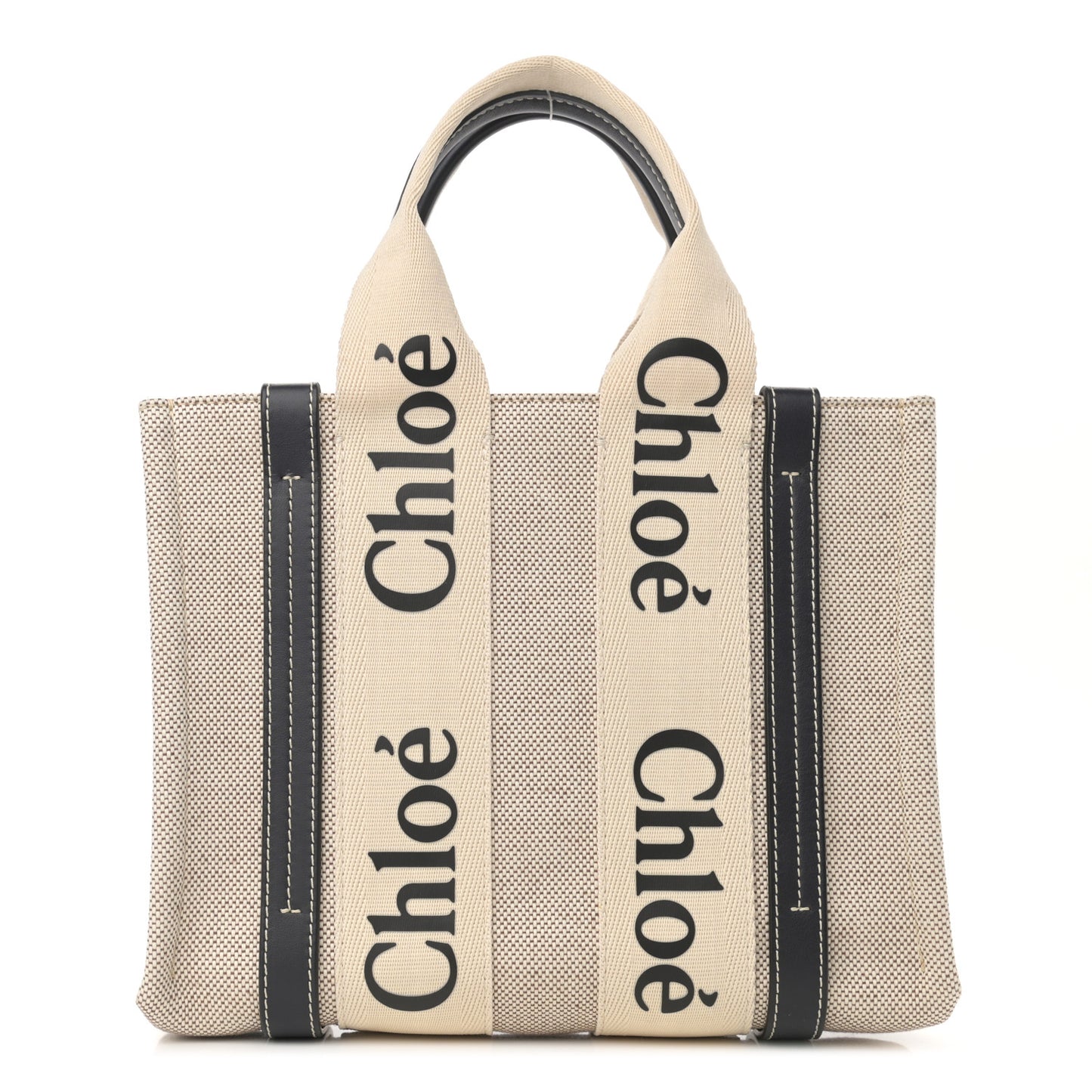 Cotton Calfskin Small Woody Ribbon Tote White Blue