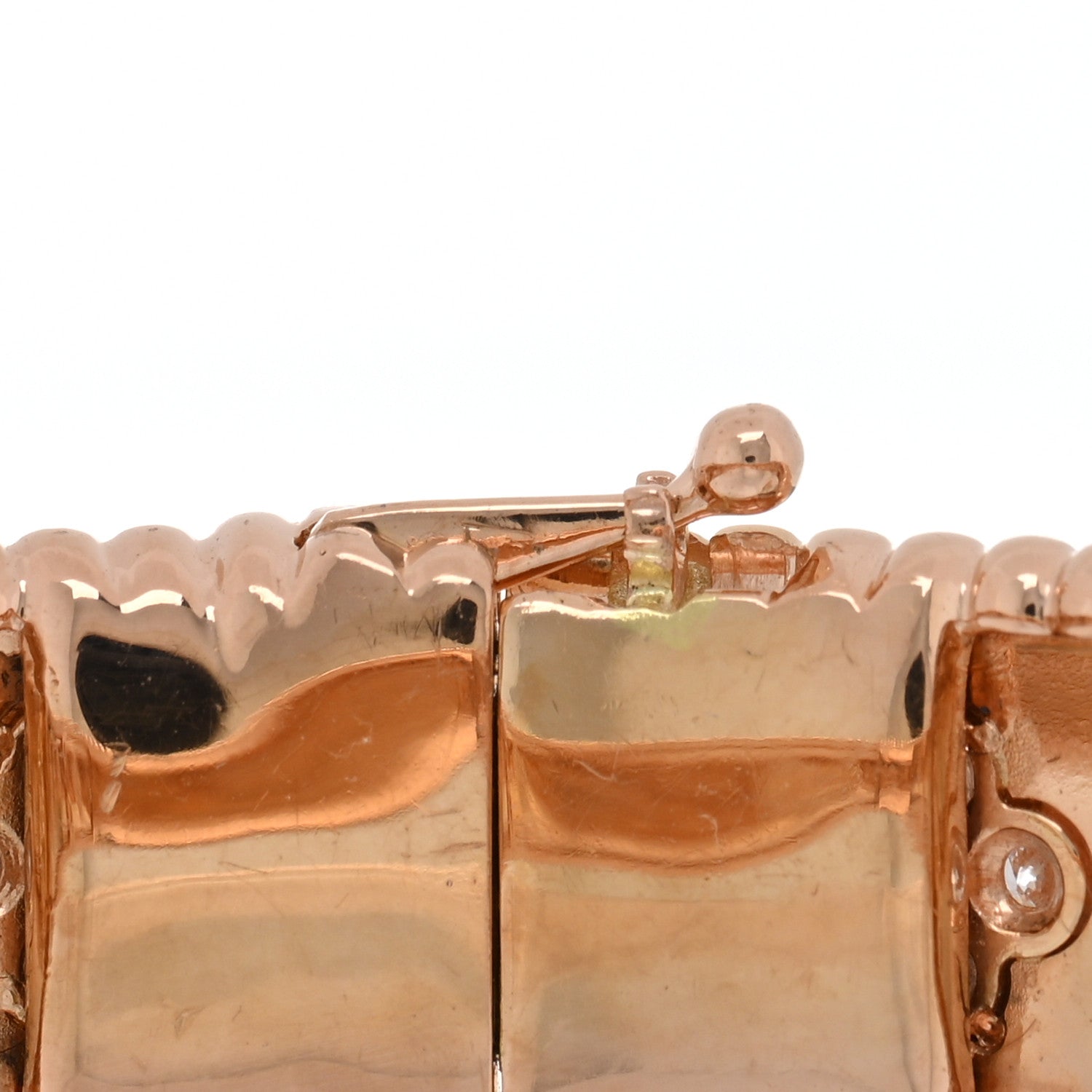 Van Cleef & Arpels 18K Rose Gold Diamond Perlee Clovers Bangle Bracelet S 4 of 4