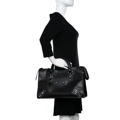 Balenciaga Smooth Calfskin Metallic Patent Giant 12 Silver Hardware City Black Gris 2 of 11