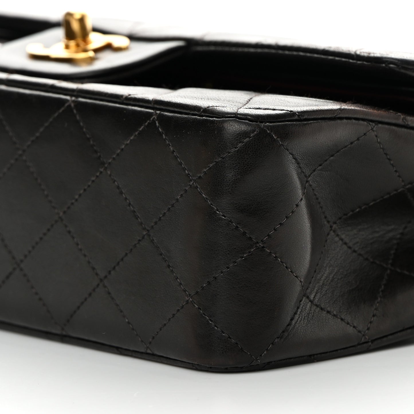 Lambskin Quilted Medium Double Flap Black