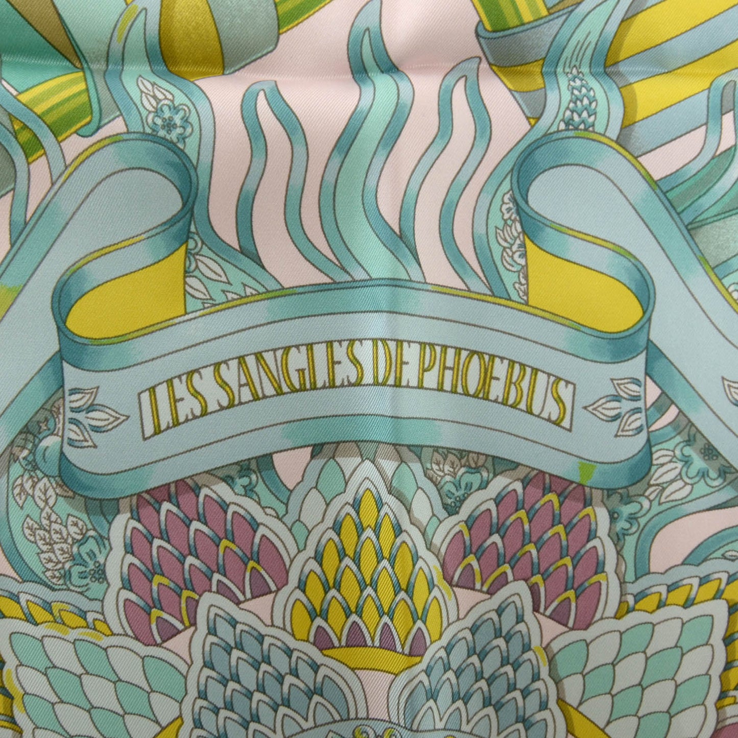 Silk Les Sangles de Phoebus Scarf 90 Rose Pale Aqua Arnica