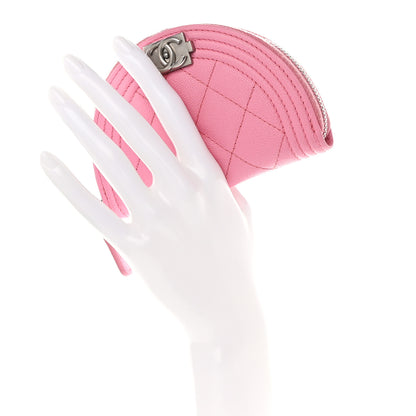 Chanel Caviar Quilted Boy Zipped Coin Purse Light Pink 8 of 8