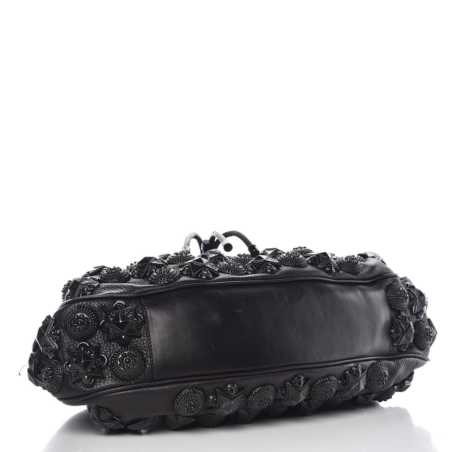 Burberry Calfskin Mason Warrior Studded Hobo Black 4 of 13