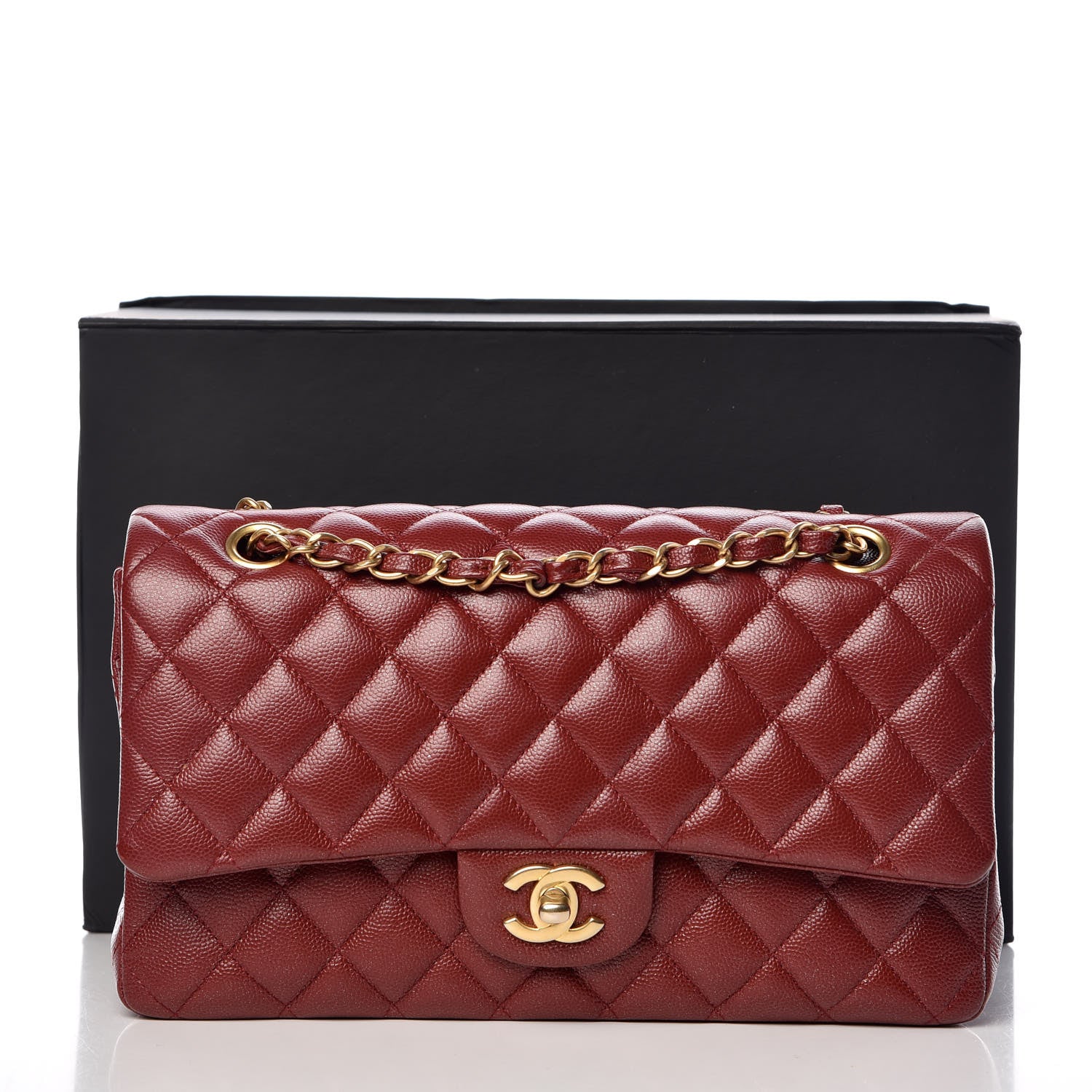 Chanel Iridescent Caviar Quilted Medium Double Flap Burgundy 10 of 10