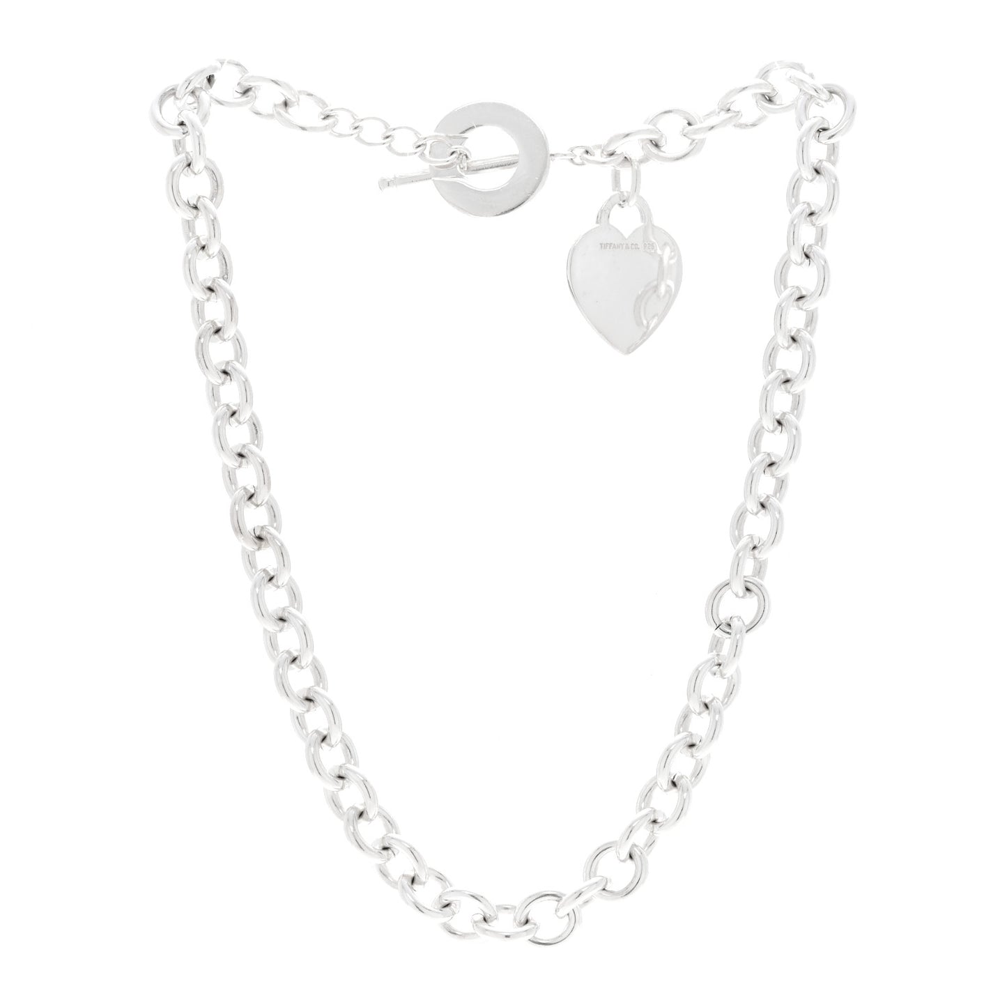 Sterling Silver Heart Tag Toggle Necklace