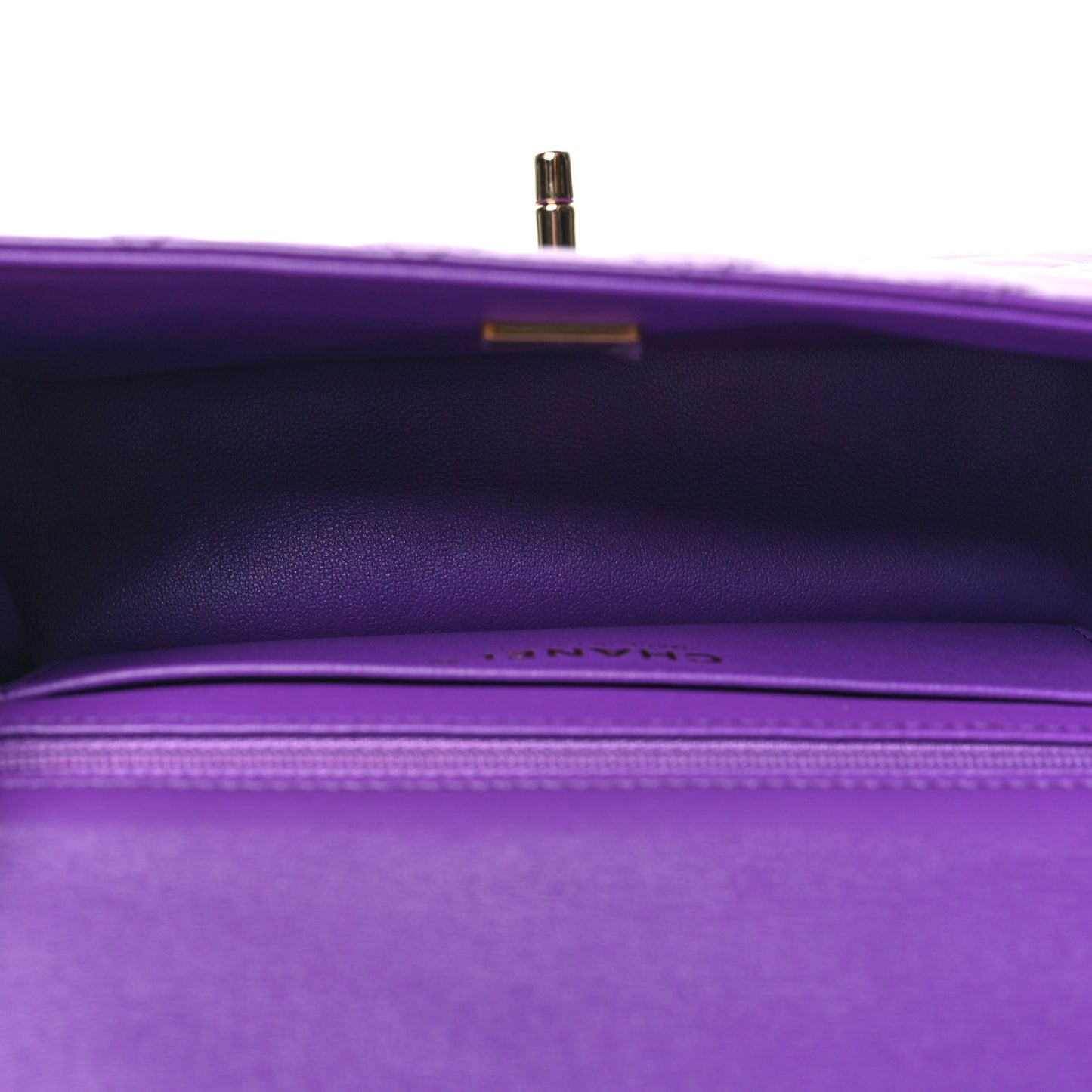 Lambskin Quilted Mini Top Handle Rectangular Flap Dark Purple
