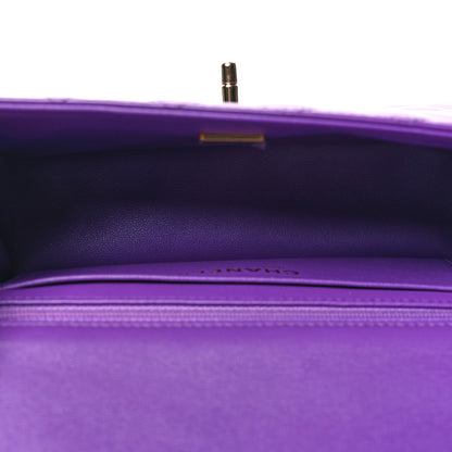 Chanel Lambskin Quilted Mini Top Handle Rectangular Flap Dark Purple 5 of 10