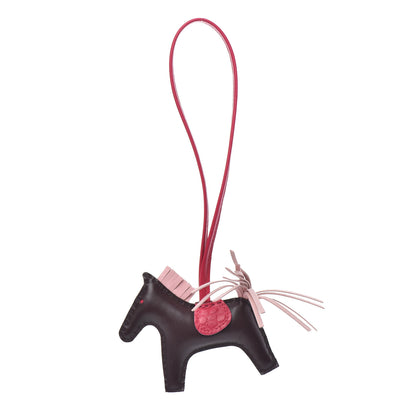 Hermes Milo Lambskin Matte Alligator Touch Grigri Rodeo Horse Bag Charm PM Rouge Sellier Framboise Rose Sakura 1 of 3