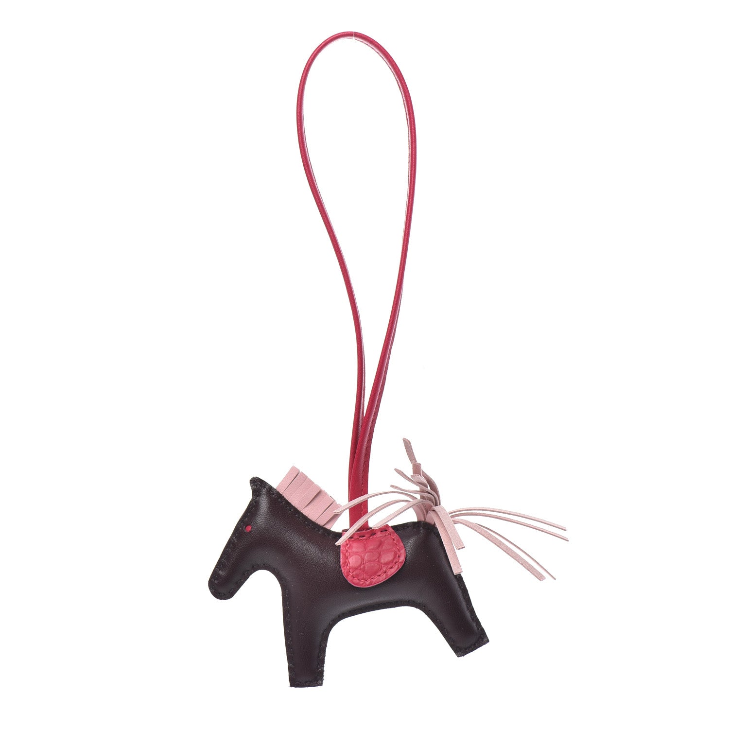 Hermes Milo Lambskin Matte Alligator Touch Grigri Rodeo Horse Bag Charm PM Rouge Sellier Framboise Rose Sakura 1 of 3