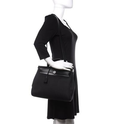 Hermes Military Toile Vache Hunter Herbag Zip PM 31 Black 2 of 13