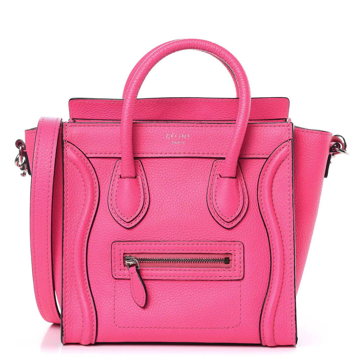 Drummed Calfskin Nano Luggage Fluo Pink