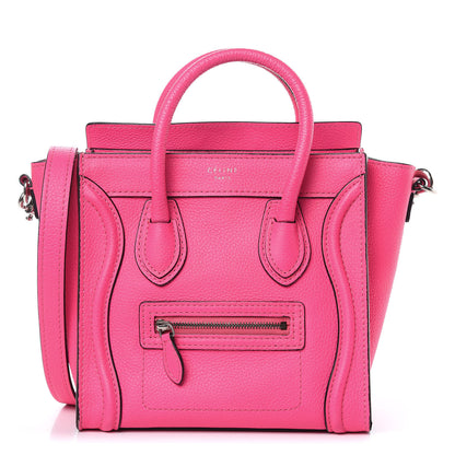 Celine Drummed Calfskin Nano Luggage Fluo Pink 1 of 10