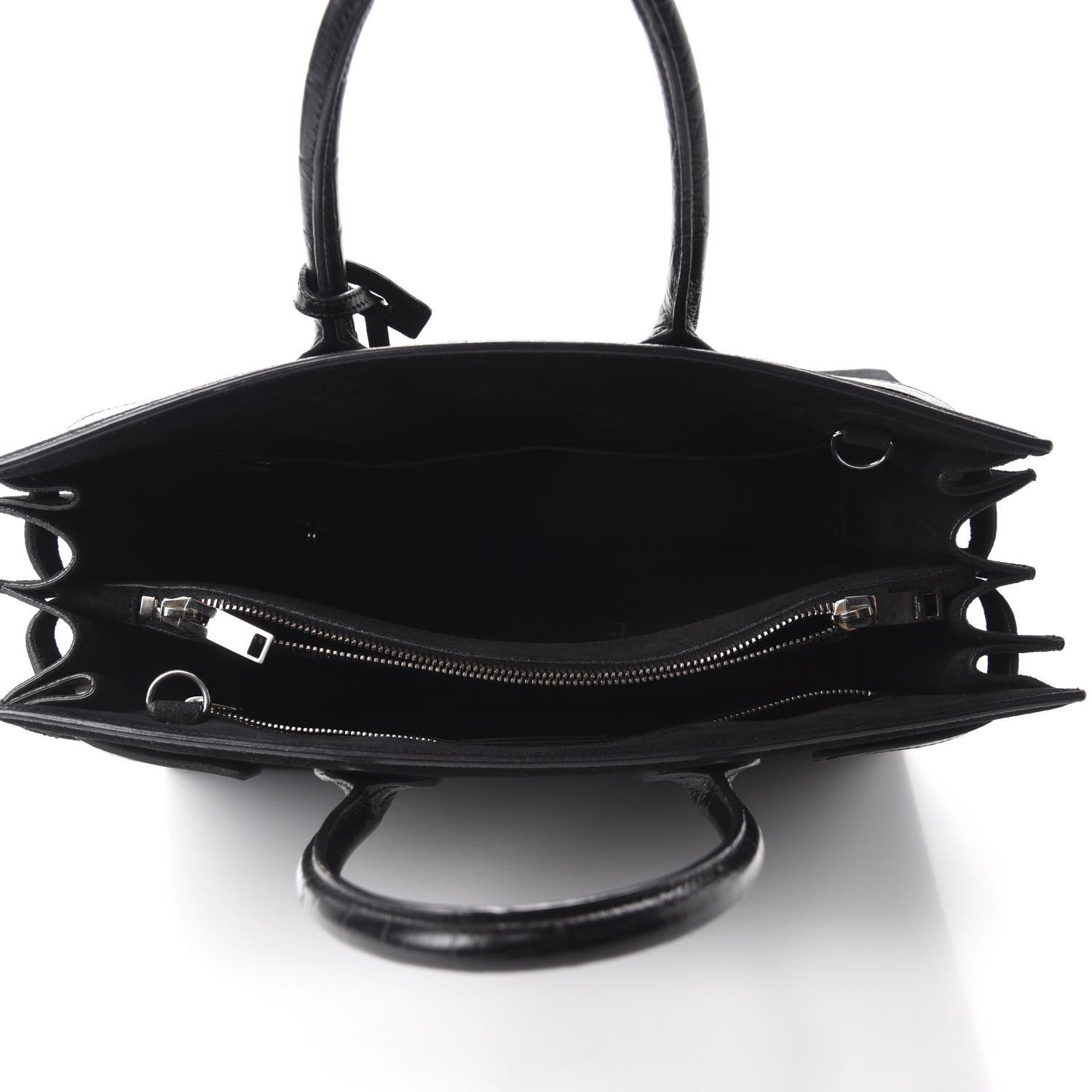 Saint Laurent Suede Crocodile Embossed Small Sac De Jour Black 5 of 11