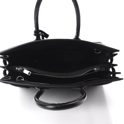 Saint Laurent Suede Crocodile Embossed Small Sac De Jour Black 5 of 11