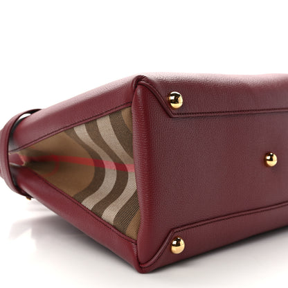 Burberry Grainy Calfskin House Check Medium Banner Tote Mahogany Red 8 of 9