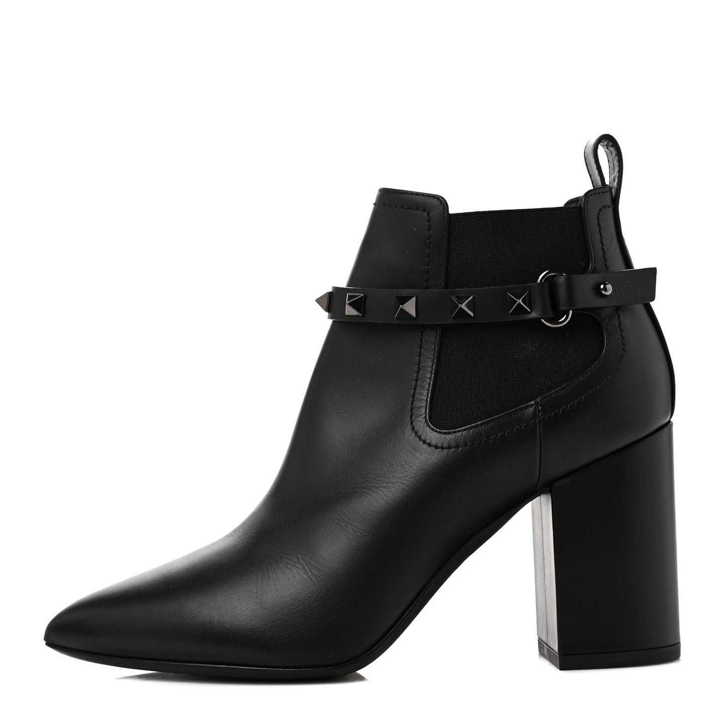 Calfskin Rockstud Chelsea 85mm Ankle Boots 36.5 Black