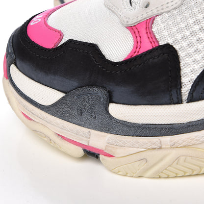 Balenciaga Fabric Mesh Womens Triple S Sneakers 40 Rose Fluo Black White 9 of 10