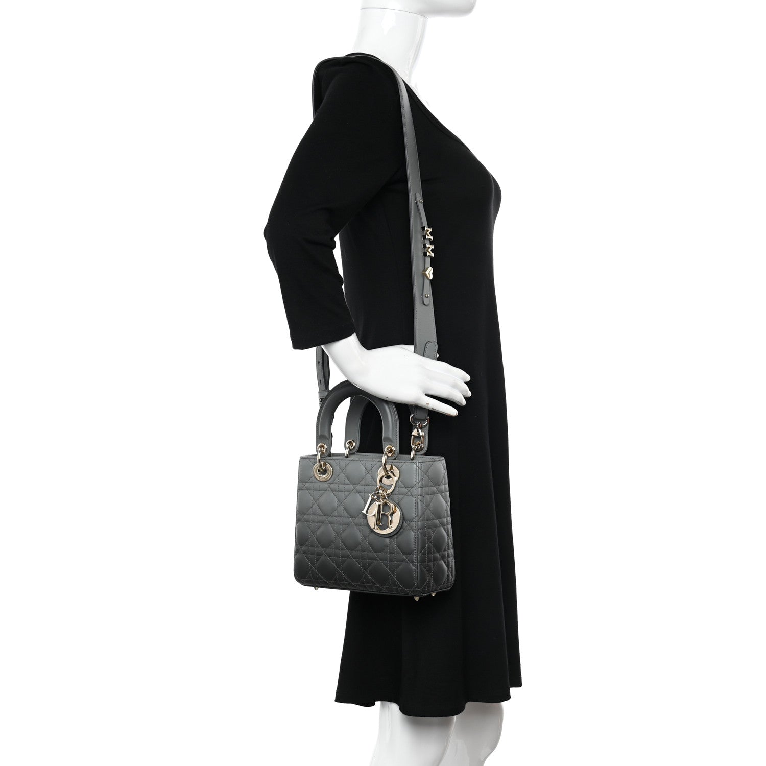 Christian Dior Lambskin Cannage Gradient Small My ABCDior Lady Dior Grey 3 of 12