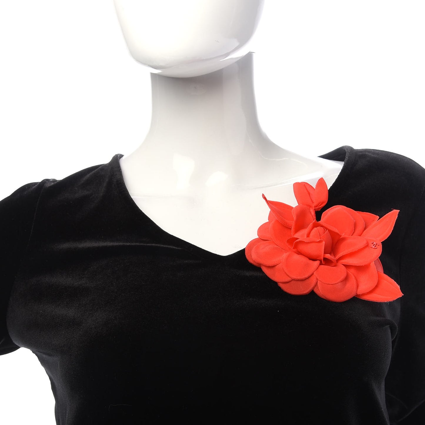 Fabric Camellia Flower Brooch Orange