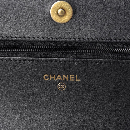 Chanel Caviar Chevron Quilted Boy Wallet On Chain WOC Black 6 of 9