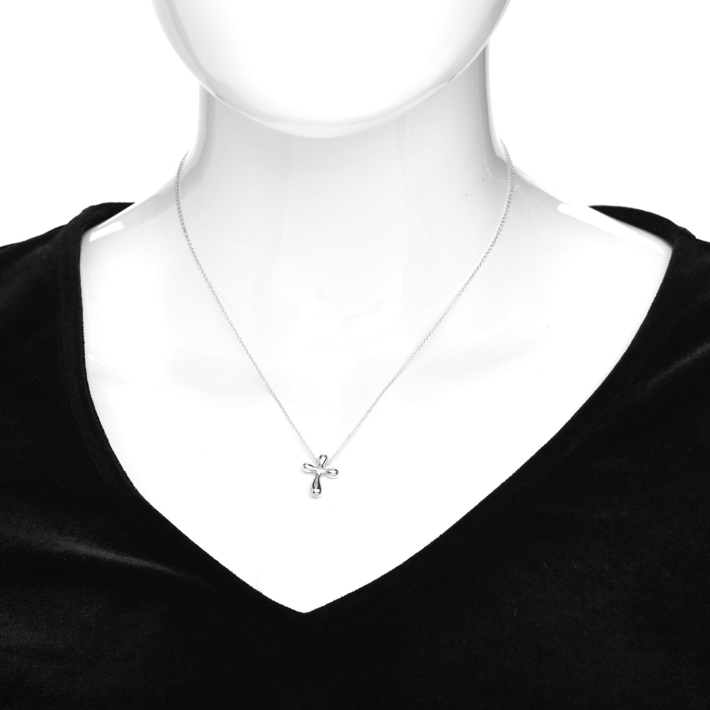 Sterling Silver 16mm Elsa Peretti Cross Pendant Necklace